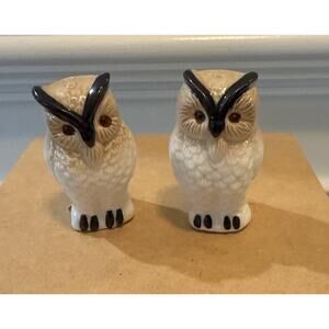 Vintage Porcelain China Owl Salt & Pepper Shakers 3” Tall Made In Taiwan EUC